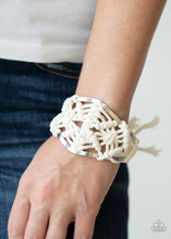 Load image into Gallery viewer, Macrame Mode - White Life of the Party Cuff Paparazzi - Sharon’s Southern Bling 