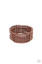 Load image into Gallery viewer, Stacked layers of luminous brown pearl-like beads are threaded along stretchy bands creating a subtly indulgent allure around the wrist.  Sold as one individual bracelet.