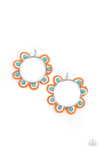Paparazzi Accessories Groovy Gardens - Blue and orange Flower Earrings - Sharon’s Southern Bling 