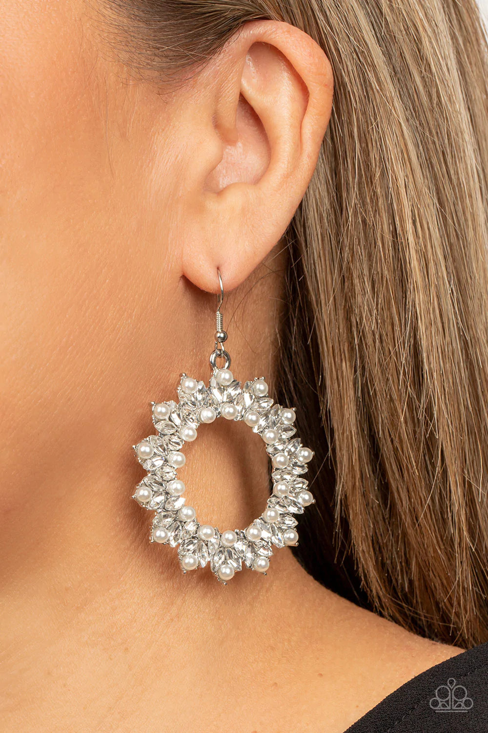 Combustible Couture -white Earrings - Paparazzi Accessories