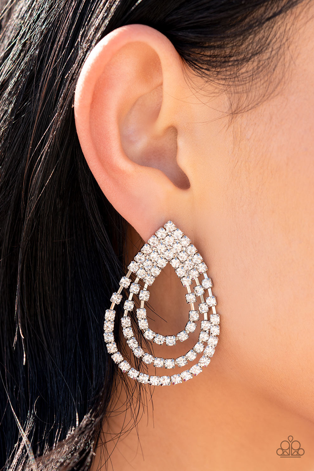 Take a POWER Stance - White Post Earrings - Convention Exclusive  - Paparazzi Accessories