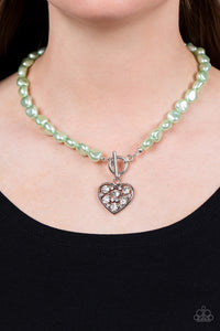 Paparazzi Color Me Smitten - Green Heart Necklace