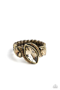 Tilted Triplets - Brass Paparazzi Ring