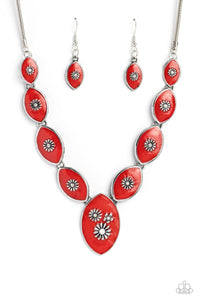 Paparazzi Pressed Flowers - Red Necklace
