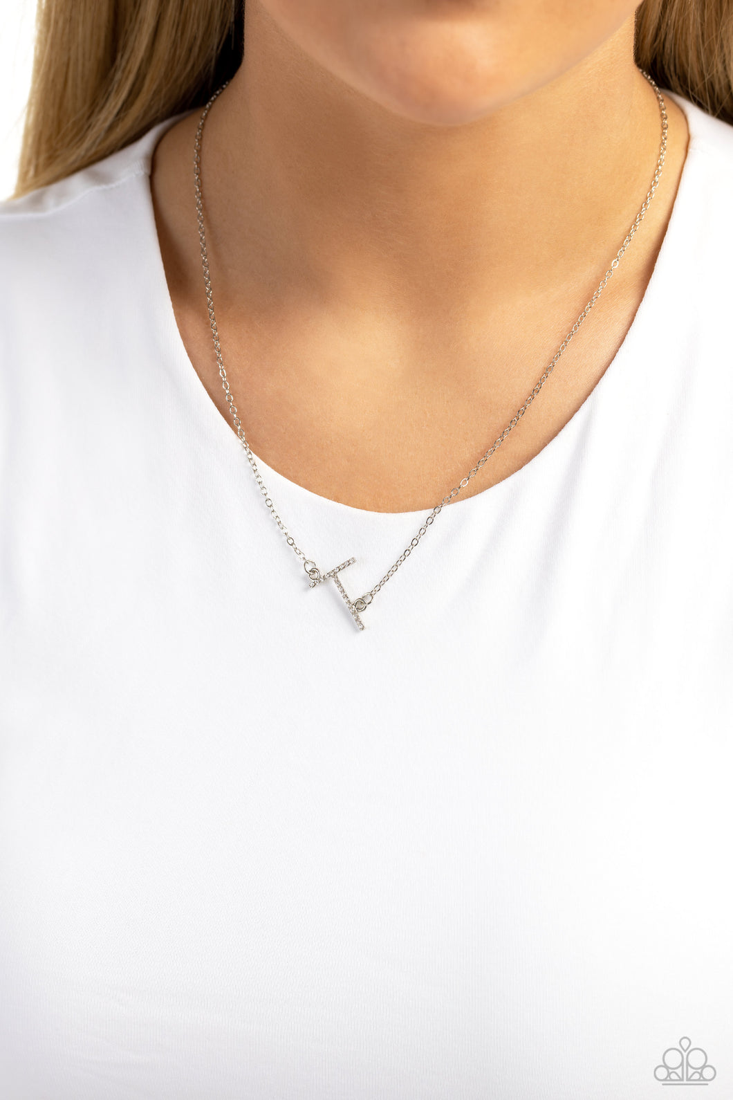 INITIALLY Yours - T - White Paparazzi Necklace
