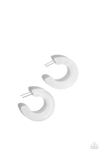 Glassy GAZE - White Hoop Earrings