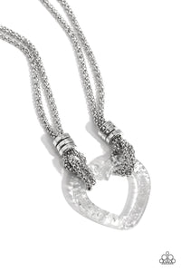 Lead with Your Heart - Silver Paparazzi Heart Necklace