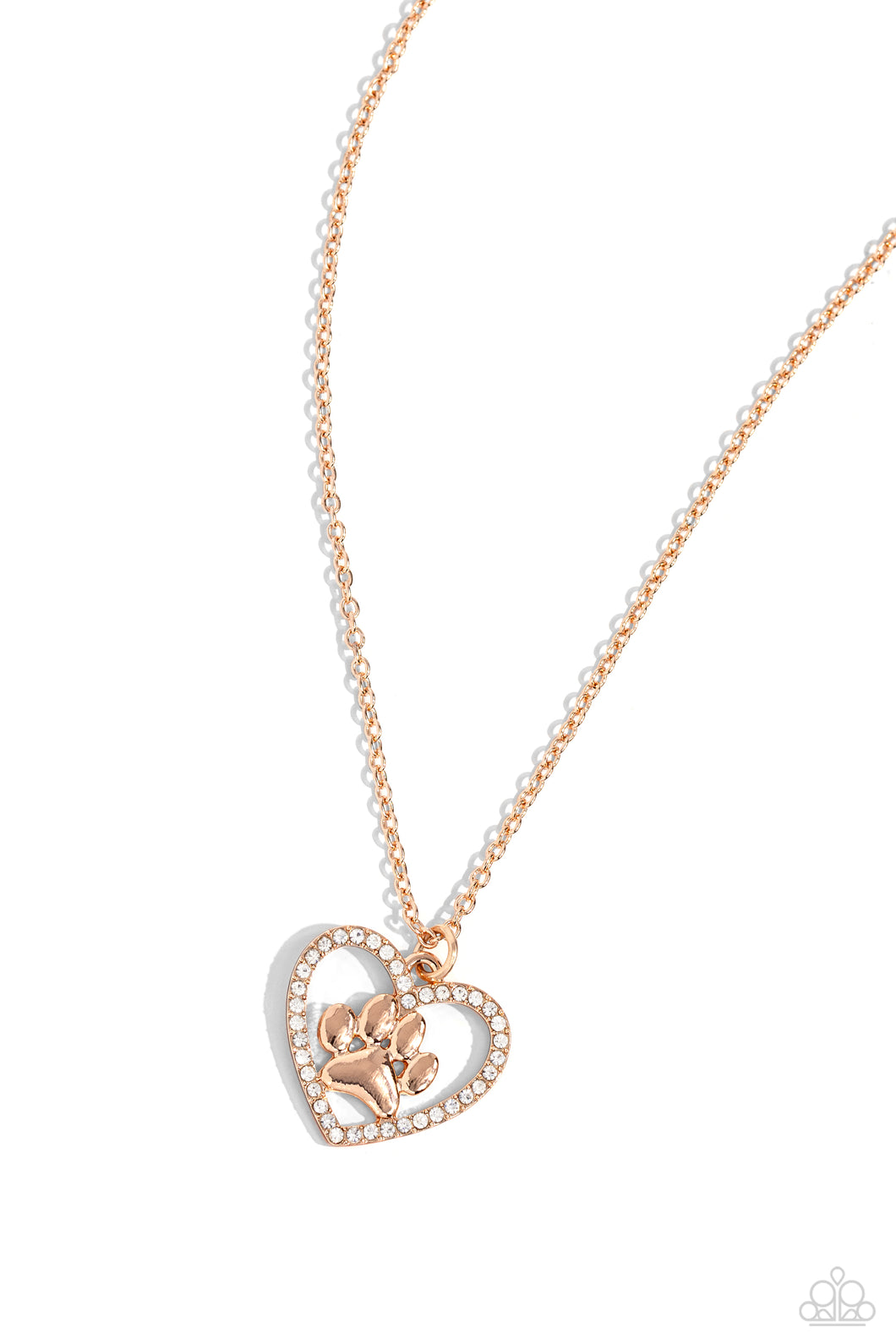 PET in Motion - Rose Gold paw print Paparazzi necklace