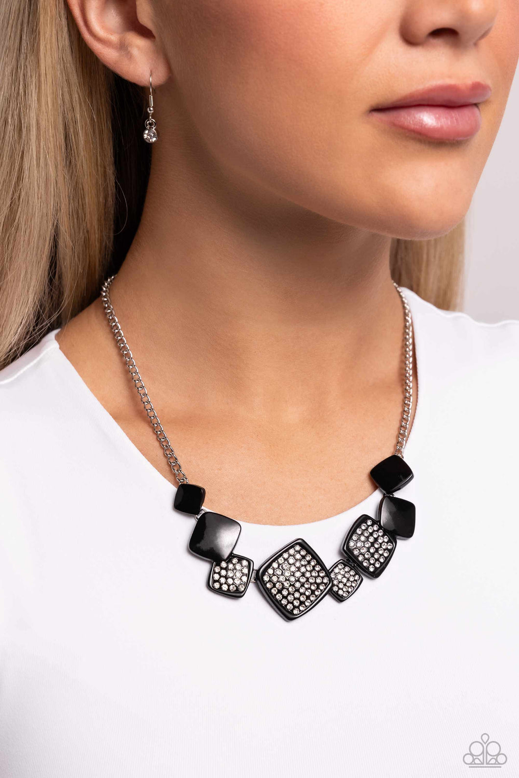 Twinkling Tables - Black Necklace - Paparazzi Accessories