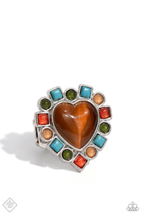 Desertscape Decadence - Brown heart Ring -  Paparazzi Accessories