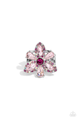 Blazing Blooms - Pink flower ring -  Paparazzi Accessories